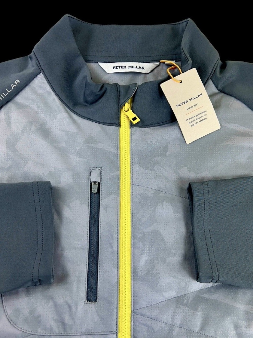 NEW Peter Millar Golf Mens Medium Grey Performance Full Zip Hybrid Jacket $200